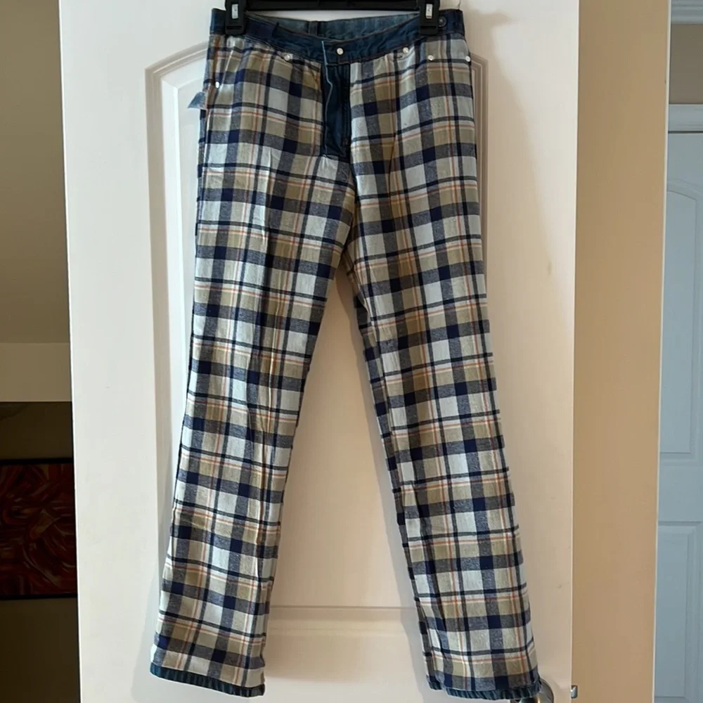 NWT Faded Glory Boys Size 16 Flannel Lined Jeans Blue Denim Plaid Lining